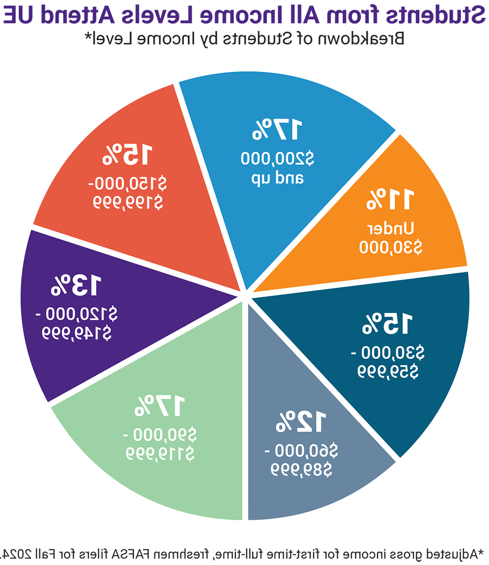  Breakdown of students by income pie chart for 2024